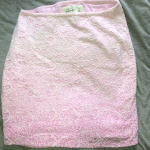 pink lace pencil skirt.